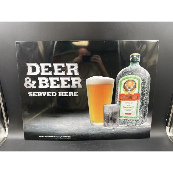 Yagermeister 24"x18" Deer & Beer Raised Metal Sign - Man Cave/Garage - Picture 1 of 4